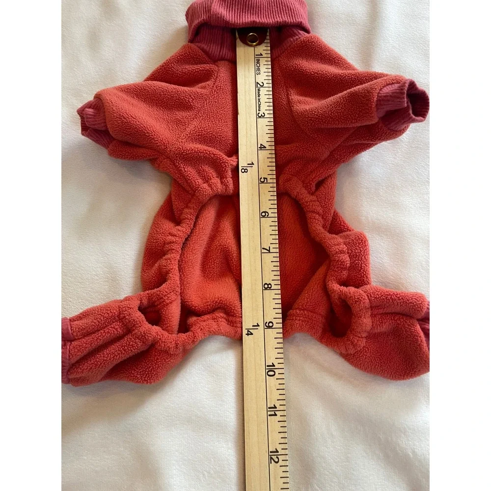 Fitwarm Dog Pajamas Burnt Orange Fleece Smile Turtleneck Pet Jumpsuit XSmall